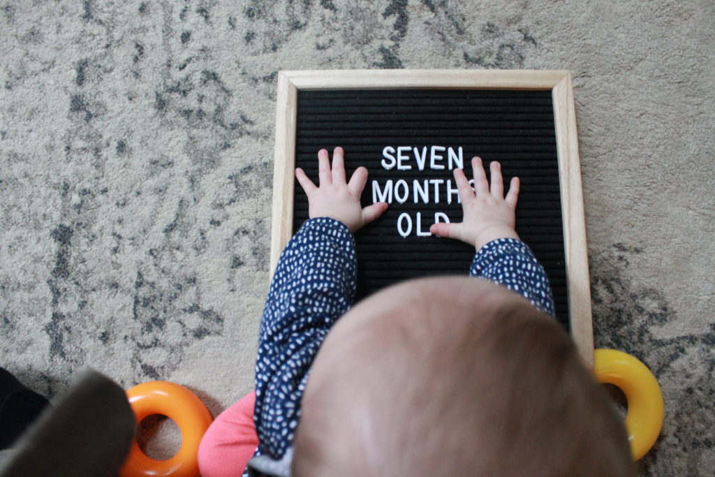 Seven month old baby update | fun with letter boards | Market Street Petite blog