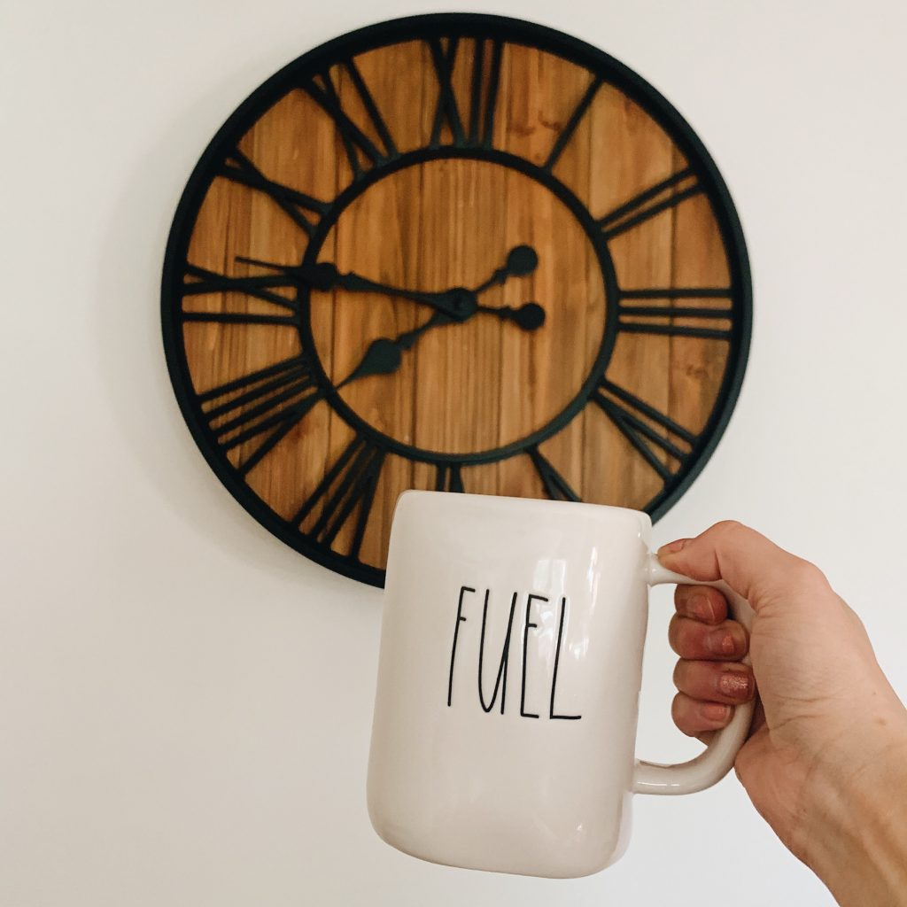 Rae Dunn "fuel" coffee mug | ourlittlehomestyle.com