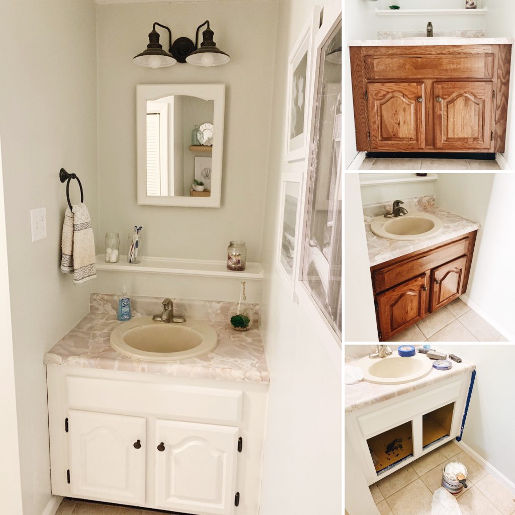 DIY Bathroom Vanity progress picture | ourlittlehomestyle.com